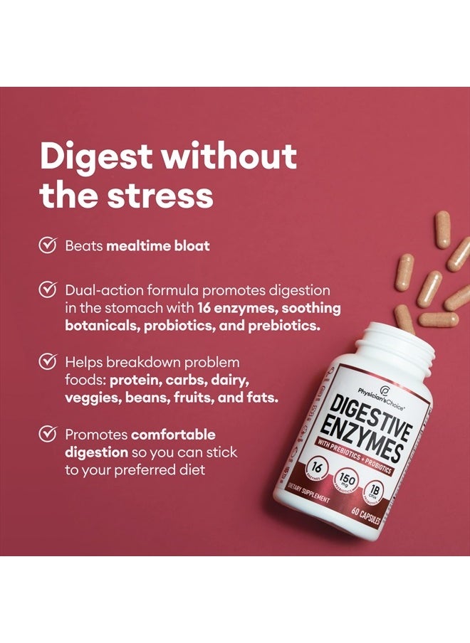 Physician's CHOICE Multi Digestive Enzymes - Organic Prebiotics for Digestive Health And Gut Health Discomfort Relief & Bloating - 180 CT  - Image 3