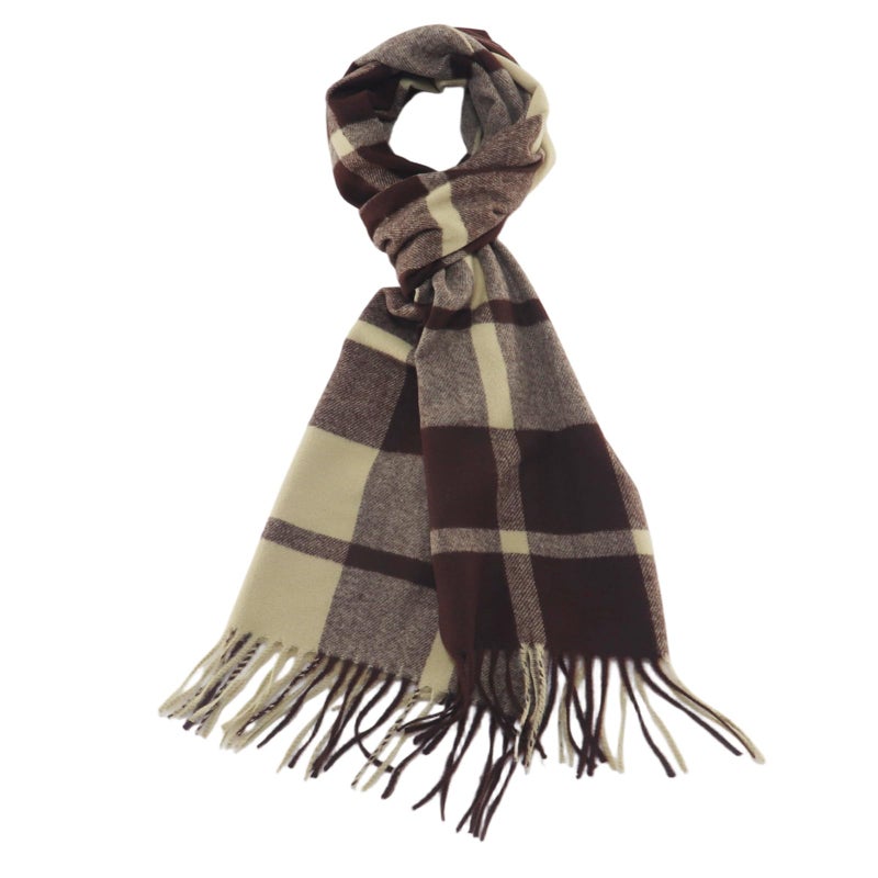 Nonakgado Brown Plaid Scarf-Winter Soft Long Plaid Tartan Checkered Scarves for Women and Men(Style 09) - Image 1