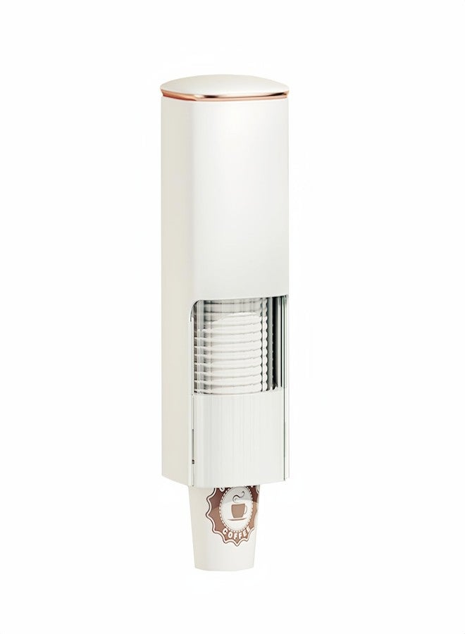 HAN SHENG Cup Dispenser, Holds 40 Cups, for 5-7.3cm Mouth Diameter Cups Only, Wall Mount Paper Cup Holder with Dust Cover for Bathroom, Kitchen, Office (White) - Image 1