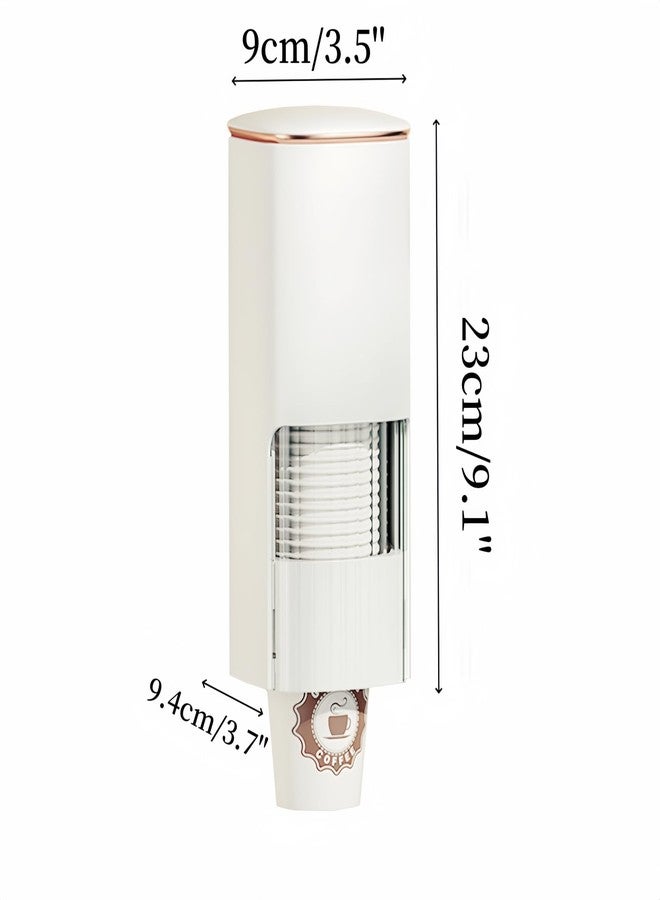 HAN SHENG Cup Dispenser, Holds 40 Cups, for 5-7.3cm Mouth Diameter Cups Only, Wall Mount Paper Cup Holder with Dust Cover for Bathroom, Kitchen, Office (White) - Image 2
