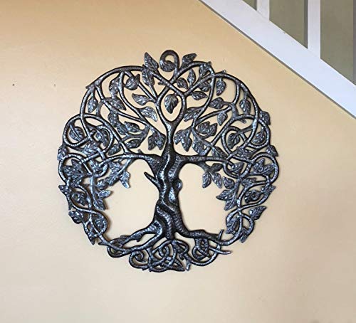 It's Cactus Tree of Life Metal Wall Art, Contemporary Iron Artwork Decor, Celtic Family Trees, 23 In. x 23 In. Round Modern Plaque, Handmade in Haiti,Fair Trade Certified, Signed By Wilson Etienne - Image 4