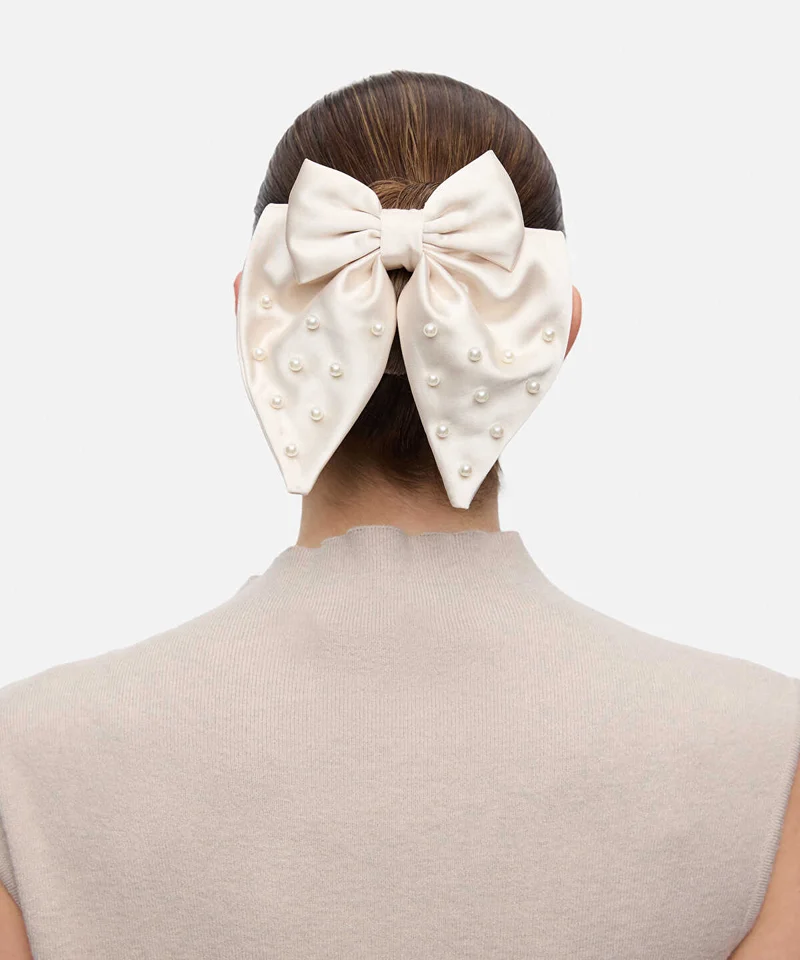 ايبيكيول Faux Pearl Bow Hair Clip