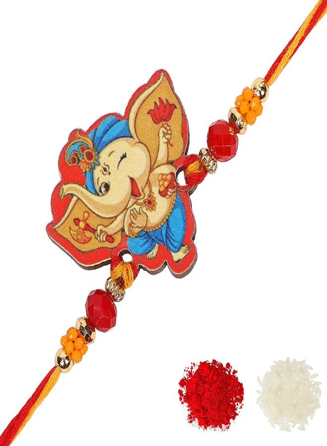 Riddhika Ventures Stylish Kids Rakhi with Roli Chawal and Greeting Card (P11) - Image 1