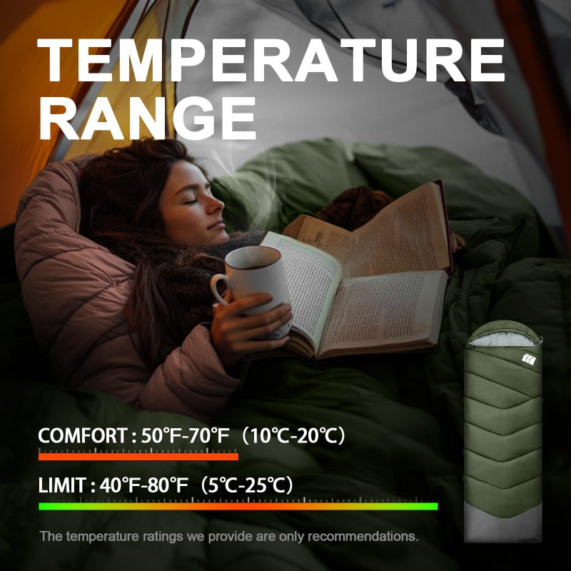 TANSTRIDER Sleeping Bags for Adults Warm Weather 50â„‰,3lb Lightweight Sleeping Bag for Tall Kids Girls Boys with Compression Sack,Camping Essentials Gear, Hiking,Travel,Hotel,Outdoor & Indoor - Image 4