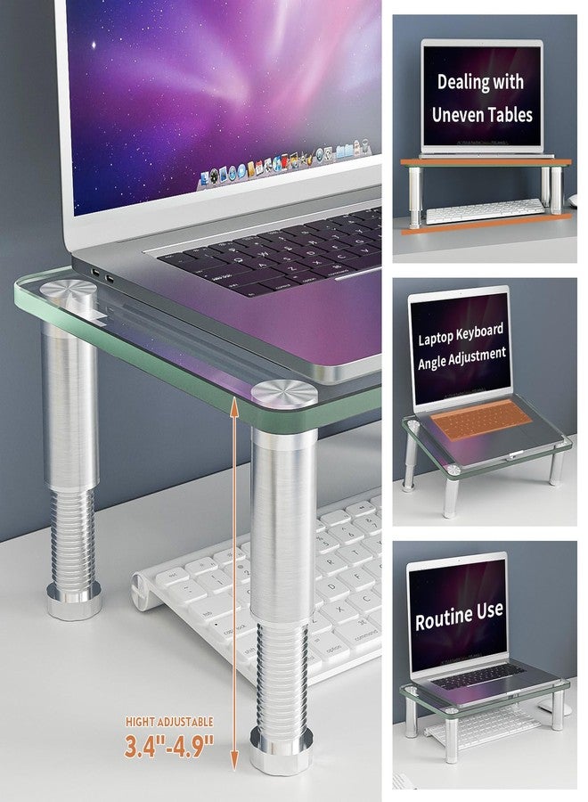 Hemudu Clear Computer Monitor Stand Riser with Height Adjustable Multi Media Desktop Stand for Flat Screen LCD LED, Laptop/Notebook/Xbox One,HD01T-002 - Image 2