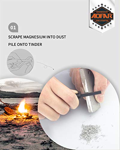 AOFAR Magnesium Fire Starter AF-374 (2-Pack) Waterproof Fire Steel Pouch for Camping, Hiking, Hunting, Backpacking,Outdoor Survival fire Striker kit - Image 3