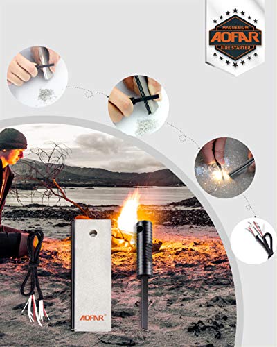 AOFAR Magnesium Fire Starter AF-374 (2-Pack) Waterproof Fire Steel Pouch for Camping, Hiking, Hunting, Backpacking,Outdoor Survival fire Striker kit - Image 2