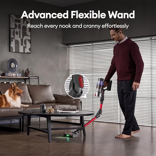 Ultenic Cordless Vacuum Cleaner, 600W 55Kpa 60Mins Vacuum Cleaners for Home, with 180°Bendable Wand, Anti-Tangle Brush, Charging Dock, Stick Vacuum Cordless for Pet Hair/Carpet/Floor/Car - Image 4