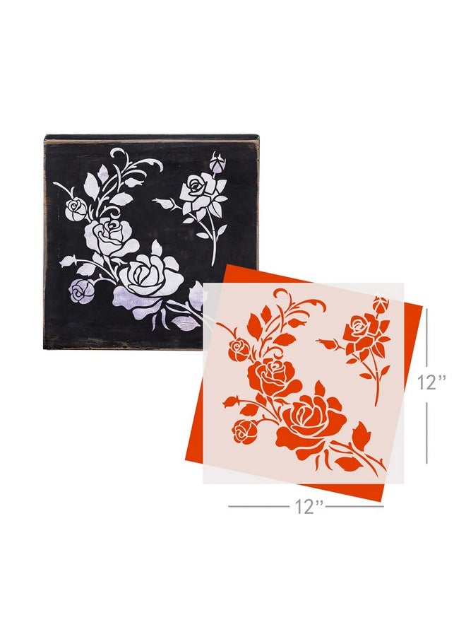 G GSS Designs Gss Designs Corner Flower Rose Stencil Reusable Stencils For Painting On Wood Canvas Wall Furniture Mylar Stencil For Crafts And Decorations 12X12 Inch  - Image 2