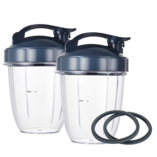 VGEFC Blender Cups for Nutribullet Blender, Blender Replacement Parts 18OZ Cups with 2 Flip Top To Go Lids and 2 Rubber Gaskets Compatible with Nutri Bullet 600W/900W Blenders (2 PCS) - Image 1