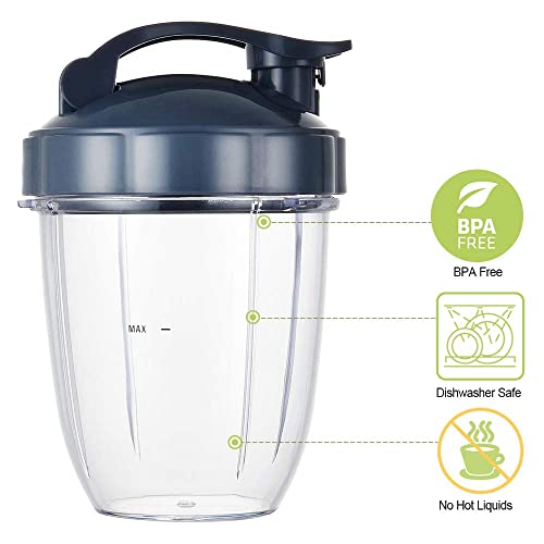 VGEFC Blender Cups for Nutribullet Blender, Blender Replacement Parts 18OZ Cups with 2 Flip Top To Go Lids and 2 Rubber Gaskets Compatible with Nutri Bullet 600W/900W Blenders (2 PCS) - Image 2