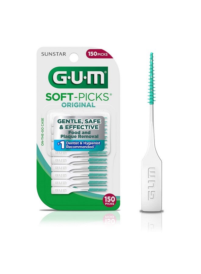 Gum أدوات تنظيف الأسنان الأصلية سهلة الاستخدام لتنظيف الأسنان وصحة اللثة فرش بين الأسنان القابلة للتخلص منها مع حقيبة حمل مريحة موصى بها من قبل طبيب الأسنان خيوط الأسنان 150 قطعة (6 عبوات) - Image 1