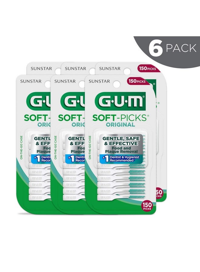 Gum أدوات تنظيف الأسنان الأصلية سهلة الاستخدام لتنظيف الأسنان وصحة اللثة فرش بين الأسنان القابلة للتخلص منها مع حقيبة حمل مريحة موصى بها من قبل طبيب الأسنان خيوط الأسنان 150 قطعة (6 عبوات) - Image 2