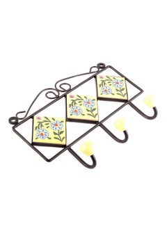 Indian-Shelf IndianShelf Handmade Ceramic Tiny Flower Wall Hooks Hangers Holders 1631 cm Yellow 1 Piece 