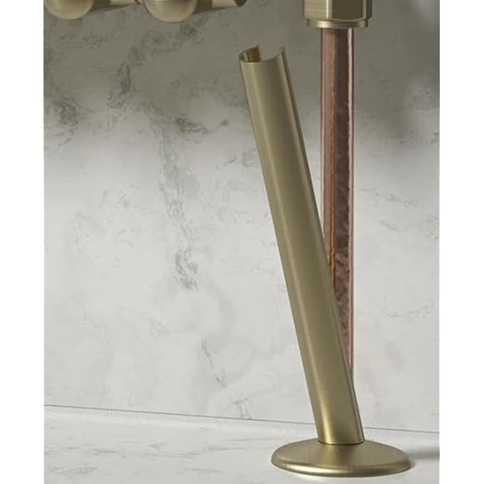 BRUSHED BRASS RADIATOR PIPE COVERS AND COLLARS |15MM | 200MM LENGTH | 2 PACK (PAIR) | BRUSHED BRASS FINISH - Image 3