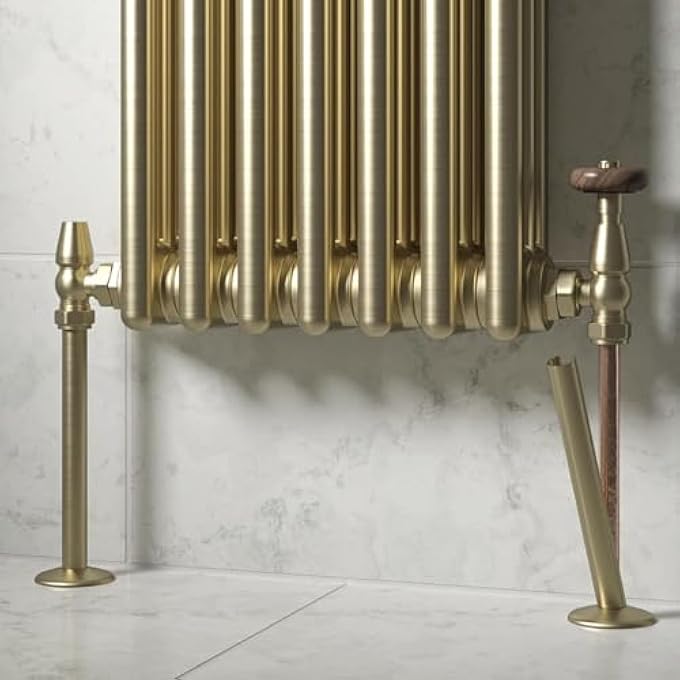 BRUSHED BRASS RADIATOR PIPE COVERS AND COLLARS |15MM | 200MM LENGTH | 2 PACK (PAIR) | BRUSHED BRASS FINISH - Image 2