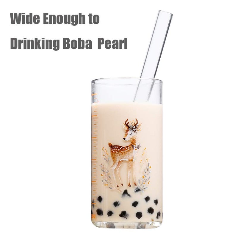 ALINK Reusable Glass Boba Straws, 14mm Extra Wide Clear Smoothie Straws for Bubble Tea, Pack of 4 with 1 Case and 2 Brush - Image 4