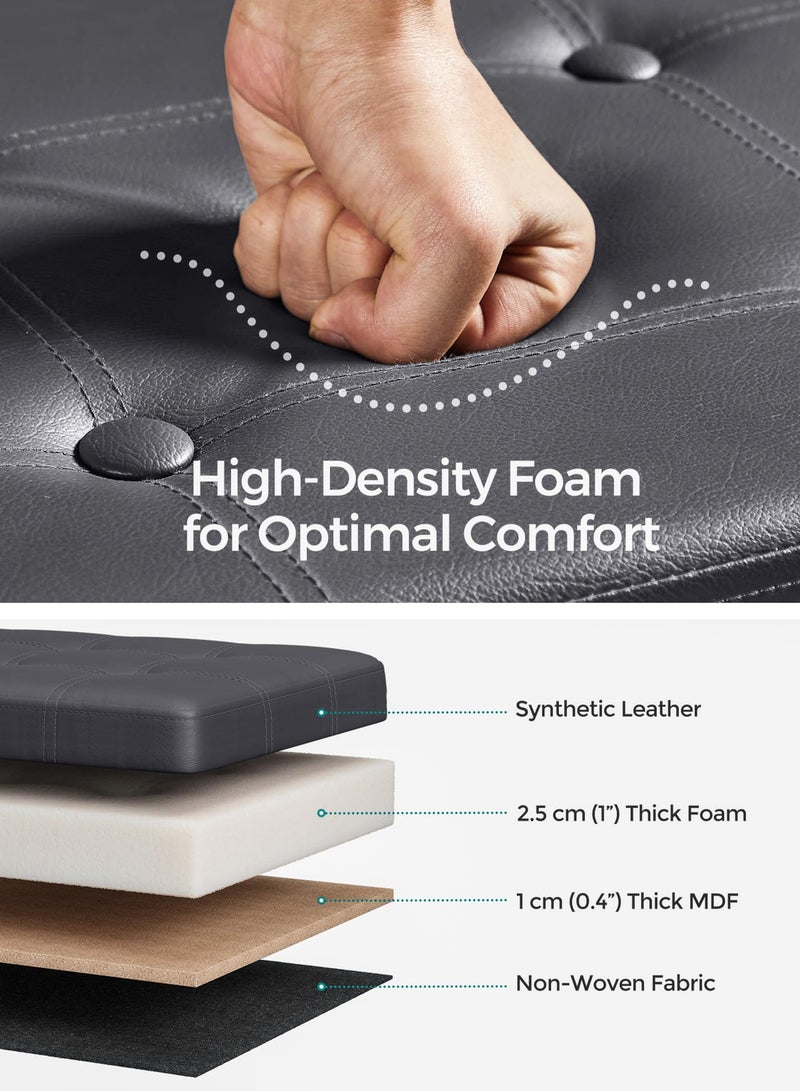 DBLEW 76CM Faux Leather Ottoman Storage Box Foldable Bench Chest with Lid Furniture for Bedroom Living Room Hallway Organizer Sturdy Foot Stool Sitting Chair Foam Padded Seat 89L Storage Space - Image 2