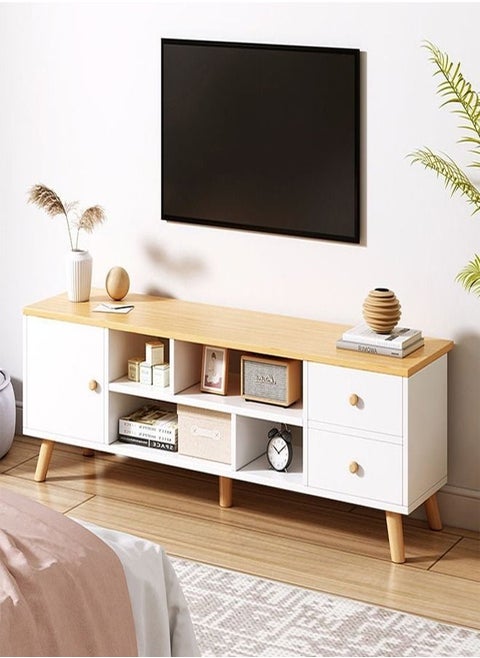 Modern Simple TV Cabinet With Large Capacity Drawers and Open Shelfs Combination Set Table for Home Living Room Furniture 120 x 38 x 30 CM