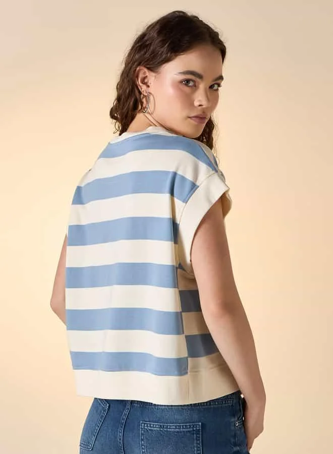 لي كوبر Lee Cooper Striped T-shirt with Extended Sleeves