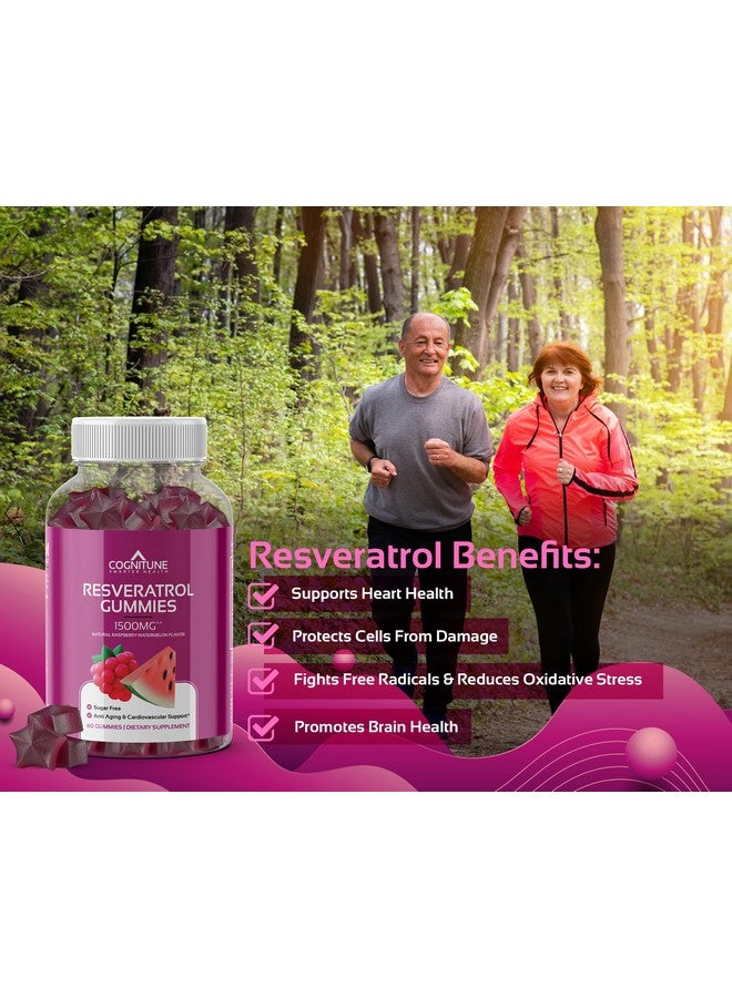 كوجنيتون حلوى جيلاتينية ريسفيراترول - نكهة التوت البري والبطيخ الطبيعية الخالية من السكر، مكمل ريسفيراترول بتركيز 1500 ملجم لدعم القلب والدماغ والمناعة والعافية، مضاد أكسدة قوي مع فوائد مضادة للشيخوخة - Image 3