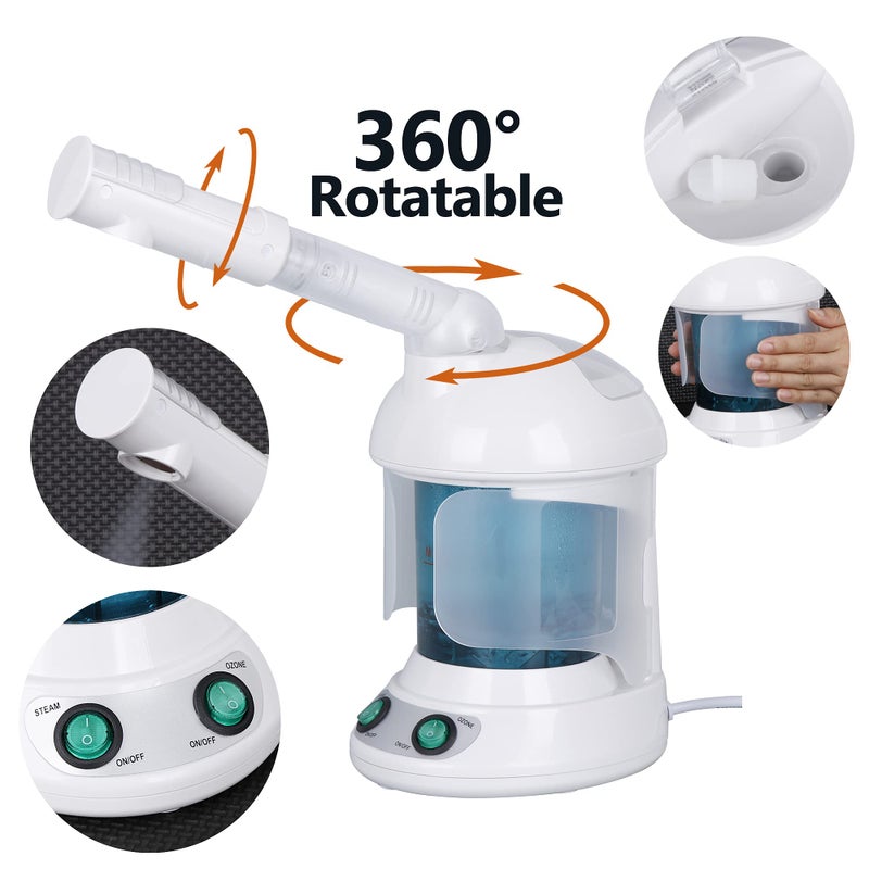 ZENY Portable Facial Steamer 2 in 1 Nano Ionic Face Steamer Humidifier and Hair Steamer with Hood, Face Steaming Warm Mist for Face Deep Cleaning Acne Blackhead, Home Sauna Spa - Image 5