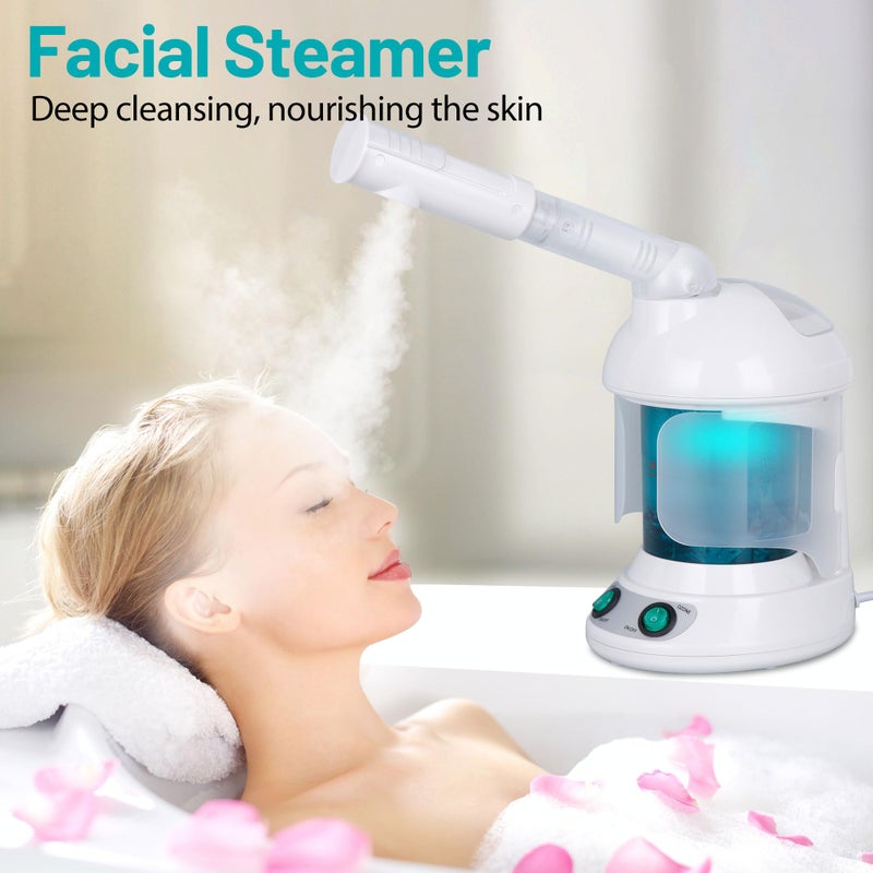 ZENY Portable Facial Steamer 2 in 1 Nano Ionic Face Steamer Humidifier and Hair Steamer with Hood, Face Steaming Warm Mist for Face Deep Cleaning Acne Blackhead, Home Sauna Spa - Image 2