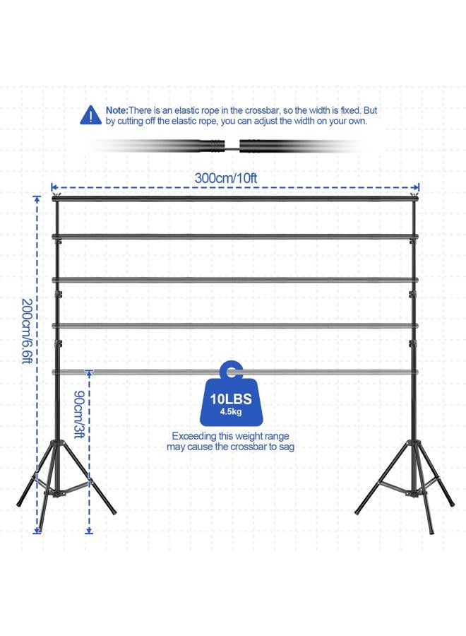 Qoolfoto Backdrop Stand 10x6.6ft(WxH), Photo Studio Adjustable Background Stand Support System Kit with 8 Crossbars, 8 Clamps and Carrying Bag for Parties, Wedding, Photography, Decoration - Image 3