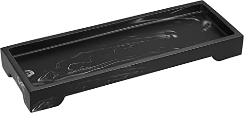 Luxspire Resin Vanity Tray Bathroom Tray Toilet Tank Storage Tray 11 x 4 inch Kitchen Sink Trays Vanity Countertop Organizer for Candles Soap Towel Perfume Holder Jewelry Dish Decor Ink Black - Image 1