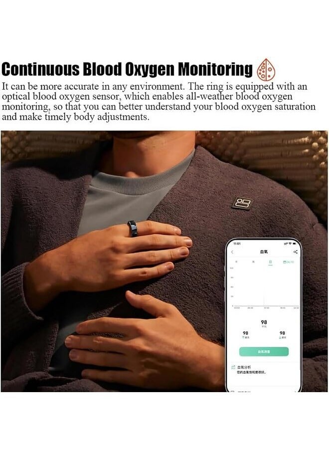 حلقة ذكية، حلقة للنوم واللياقة البدنية مع تطبيق، تدعم iOS وAndroid، مراقبة النشاط على مدار الساعة طوال أيام الأسبوع ودعم قياس معدل ضربات القلب، لتتبع النوم، عداد الخطى - Image 4