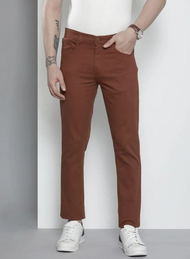 The Indian Garage Co Men Slim Fit Solid Mid-Rise Stretchable Chinos