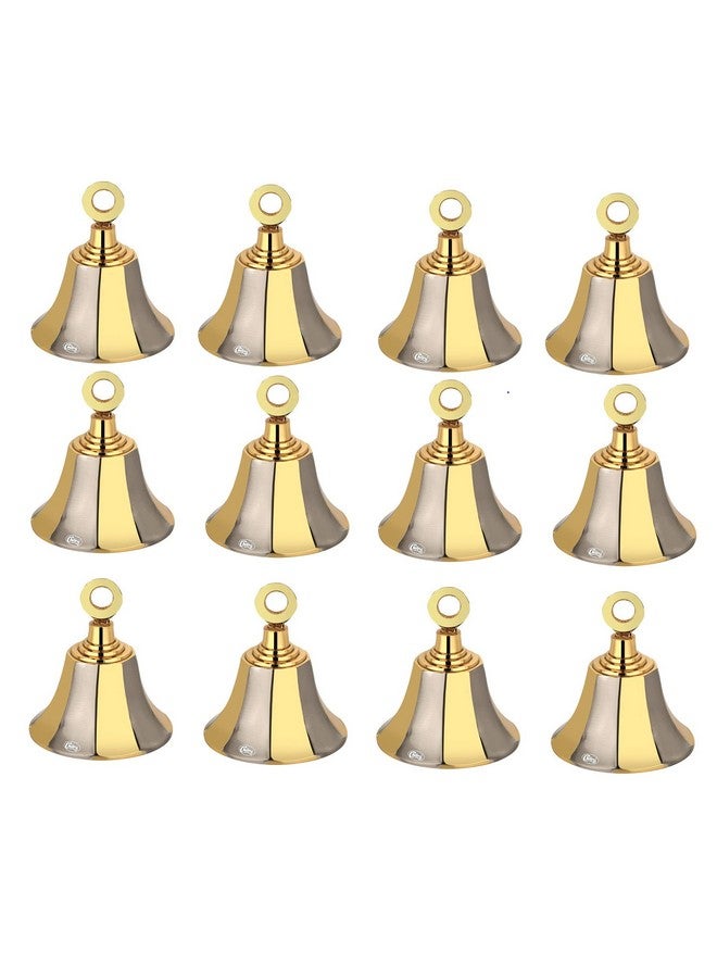 Chitra Brass Decorative Russian Bell for Pooja Rooms Pack of 12 (Gold Silver, 38mm) - Image 1
