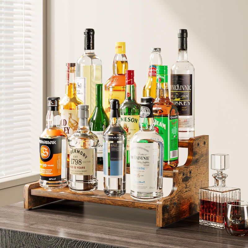 KLM 3-Tier Spice Rack, 13.8 Inch Wood Step Shelf Countertop Spice Storage Holder, Kitchen Pantry Cabinet Organizer Cupboard for Spice Bottles, Jars, Seasonings, Baking Supplies,Bathroom Organizer - Image 4