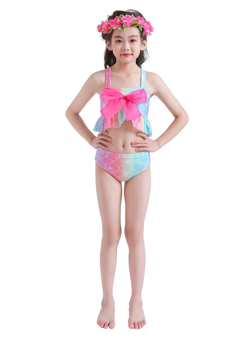 VUCATIN Mermaid Princess Dress up Girls Mermaid Dress Mermaid Swimsuit Girls Party Cosplay Princess Birthday Dress Kids Costume Cosplay Mermaid Skirt Accessorized Wreath Necklace Earrings and Bracelet  - Image 5
