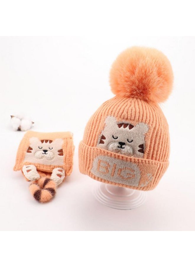 Orange Tiger woven Stretchable Woolen Winter Cap for Kids with Matching Neck Muffler Set (3-10yrs) - pzsku/Z84A5A361B473E0DBF30DZ/45/_/1740398960/c48d05f2-e16a-4240-b1a5-1457a6b8ca9a