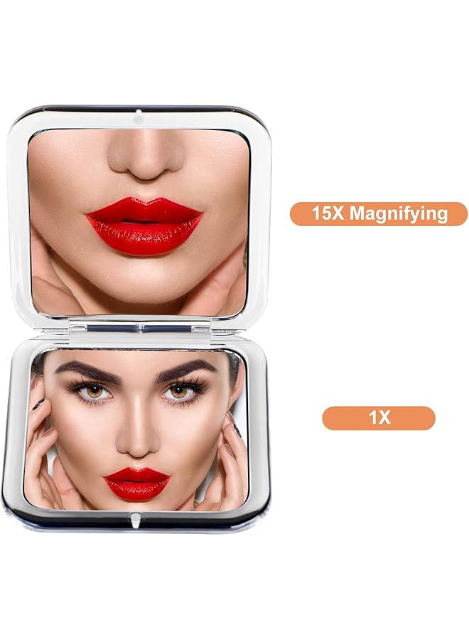erorex Makeup Mirror Compact 15X Magnifying Makeup Mirror For Travel Sided With 15X Magnifying And 1X Mirror For Purses Square - Image 2