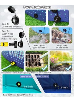 Jasonwell Foldable Dog Kiddie Pool - Hard Plastic Kids Paddling Pool Toddler Baby Swimming Pool For Backyard Collapsible Whelping Box Pet Doggie Cats Wading Pool Bathtub For Puppy Large Dogs 40In  - Image 4
