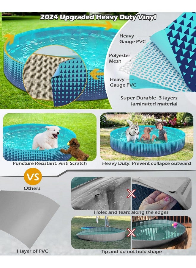 Jasonwell Foldable Dog Kiddie Pool - Hard Plastic Kids Paddling Pool Toddler Baby Swimming Pool For Backyard Collapsible Whelping Box Pet Doggie Cats Wading Pool Bathtub For Puppy Large Dogs 40In - Image 2