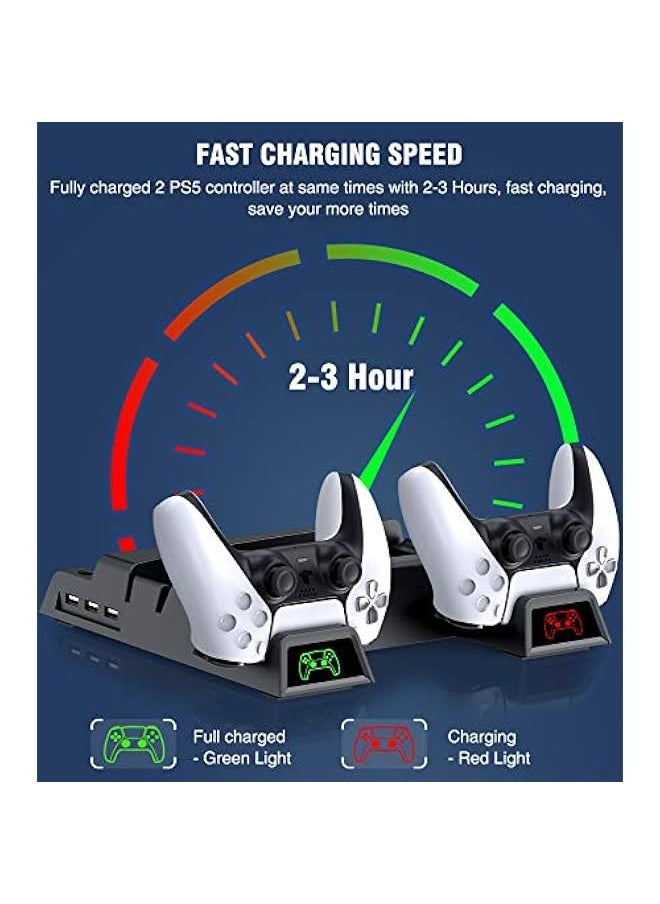 Topleo PS5 Stand Cooling Fan and Controller Charger Station, PS5 Accessories Organizer for Playstation 5 Stand, Cooling Fan and Dual Charging Station, PS5 Vertical Stand with 3 USB Hub &13 Game Storage  - Image 3