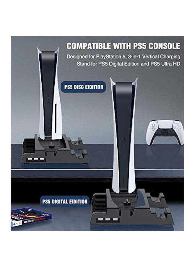 Topleo PS5 Stand Cooling Fan and Controller Charger Station, PS5 Accessories Organizer for Playstation 5 Stand, Cooling Fan and Dual Charging Station, PS5 Vertical Stand with 3 USB Hub &13 Game Storage  - Image 5