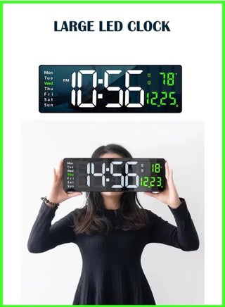 Digital Wall Clock Large Display 16.2 Inch -– LED Digital Clock with Remote Control, Auto Brightness Dimmer, Big Wall Clock with Date, Week & Temperature, Modern Home & Office Décor, Silent Operation, Easy--to-Read Time Display - pzsku/Z84A5B60CD948D49B33BAZ/45/1742975039/5c127712-9aa1-4d1c-828b-e61bcce5b19e