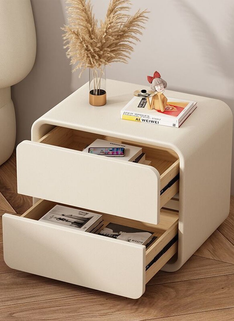 Sharpdo Household Simple Microfiber Leather Small Bedside Table, 2-Layer Storage Cabinet, 50×40×47CM - Image 4