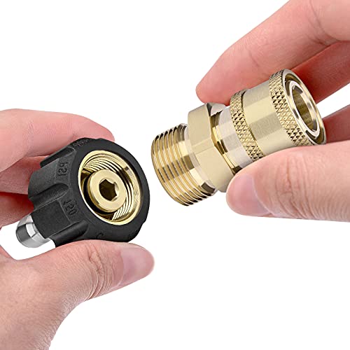 Petutu Pressure Washer Adapter Set, 2 Pair M22 (M22-14MM) 1/4'' Quick Connect, Pressure Washer Quick Connect, it's fitting 1/4inch nozzle or spray gun, Washer Hose, not fit 3/8inch, 5000 PSI… - Image 5