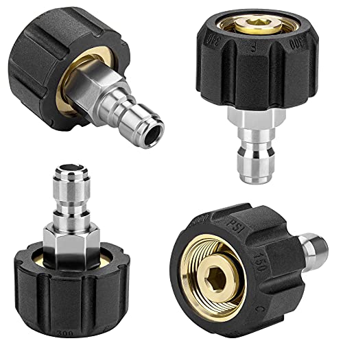 Petutu Pressure Washer Adapter Set, 2 Pair M22 (M22-14MM) 1/4'' Quick Connect, Pressure Washer Quick Connect, it's fitting 1/4inch nozzle or spray gun, Washer Hose, not fit 3/8inch, 5000 PSI… - Image 3