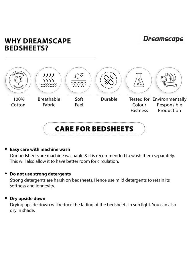 Dreamscape 100% Cotton Double Bedsheet with 2 Pillow Covers - (Size 87 x 98 inches, 140 TC, Colour - Dark Pink) - Image 4