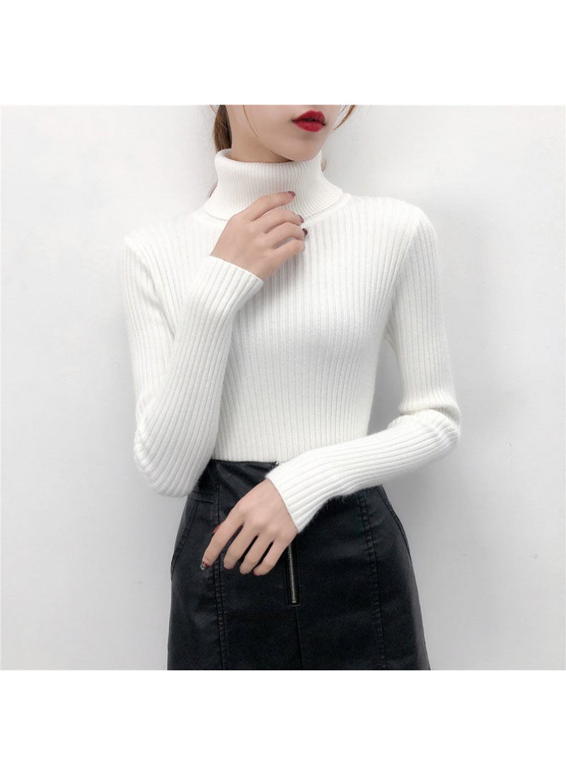 Generic - Womens Polo/Turtle Neck Sweater Long Sleeve Autumn/Winter New Style Pullovers Slimming Inner Stylish Warm Knit Base Layer Top Fog blue - Image 1