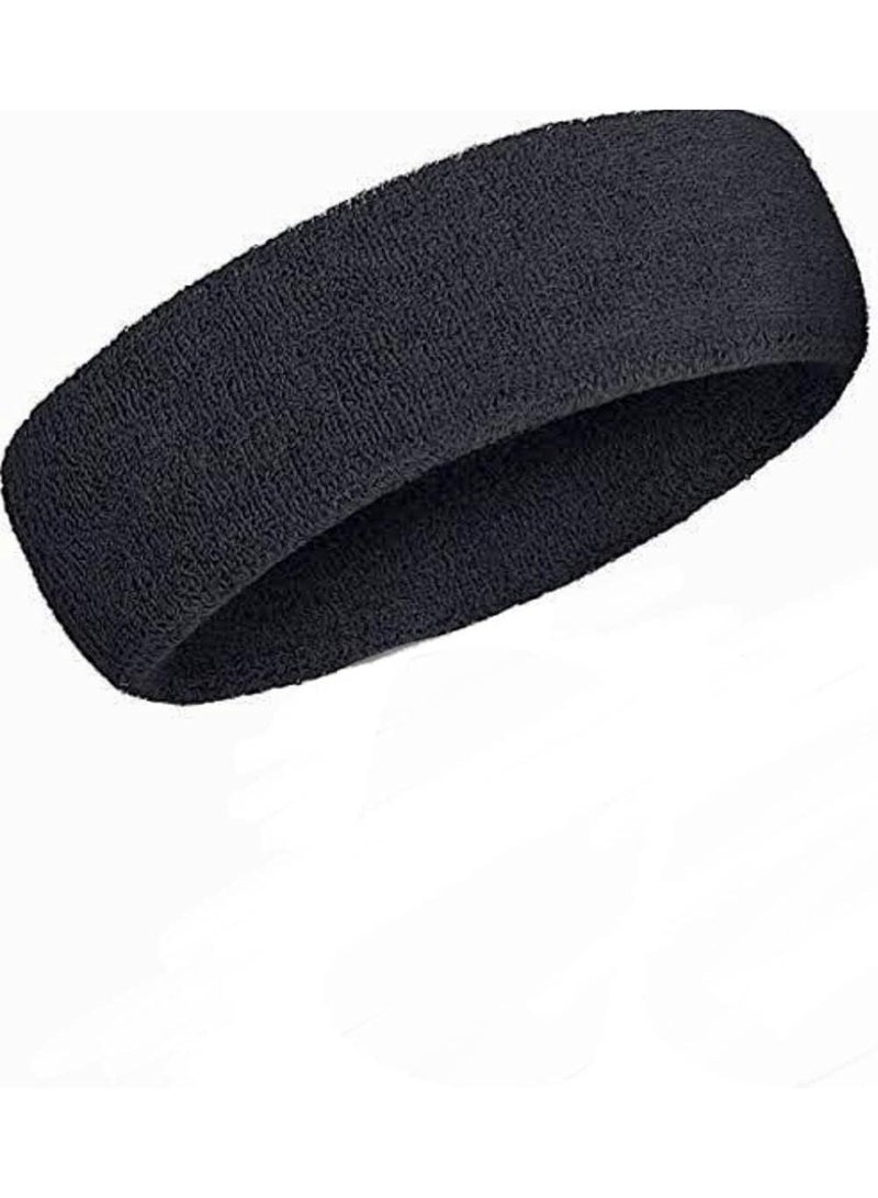 Sports Headband Set, Sweatproof and Moisture Wicking Terry Cloth Headbands for Workout, Black - Image 3