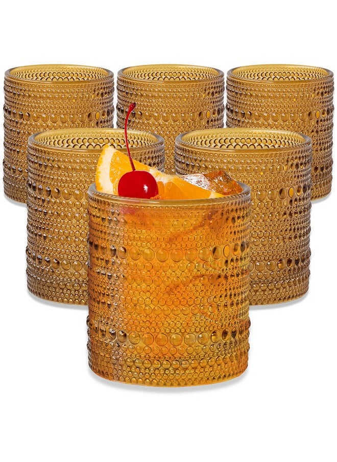 Kate Aspen - Kate Aspen Beaded Amber Drinking Glasses Set of 6-10 oz Vintage Glassware Set Jupiter Glasses, Cocktail Glass Set, Juice Glass, Water Cups Hostess Gift, Present, Gift for Newlyweds - Image 1