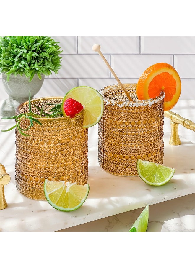Kate Aspen - Kate Aspen Beaded Amber Drinking Glasses Set of 6-10 oz Vintage Glassware Set Jupiter Glasses, Cocktail Glass Set, Juice Glass, Water Cups Hostess Gift, Present, Gift for Newlyweds - Image 1