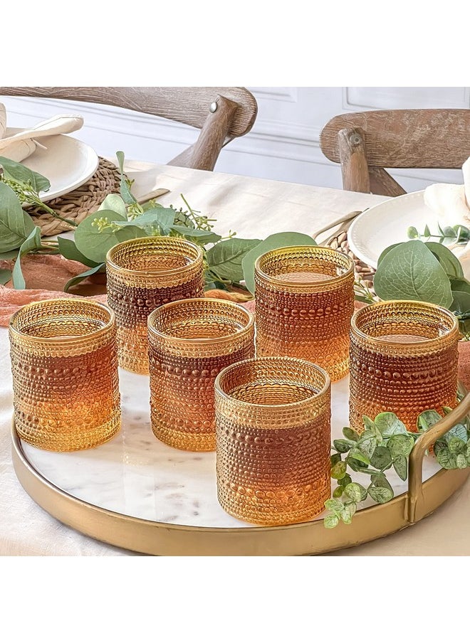 Kate Aspen - Kate Aspen Beaded Amber Drinking Glasses Set of 6-10 oz Vintage Glassware Set Jupiter Glasses, Cocktail Glass Set, Juice Glass, Water Cups Hostess Gift, Present, Gift for Newlyweds - Image 1
